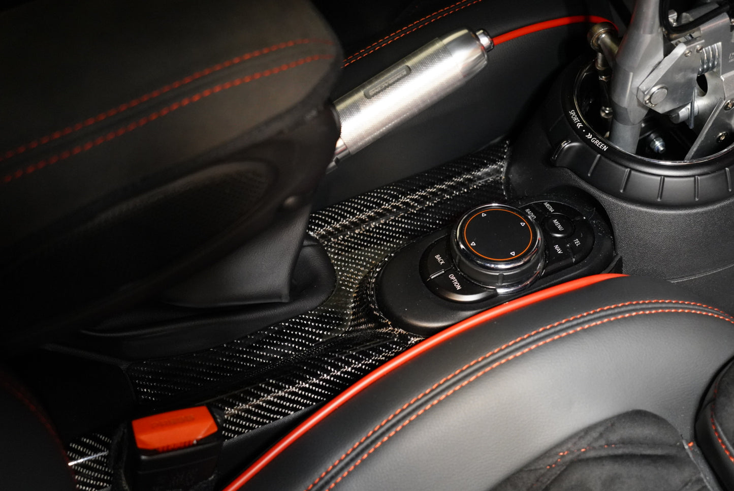 Carbon Fiber Handbrake Panel Decorative Trim For F5X MINI Cooper